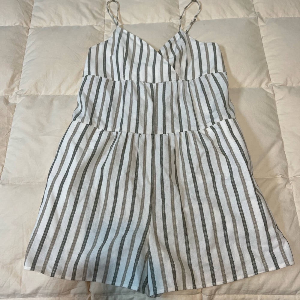 BCBGenerations Green Striped Romper